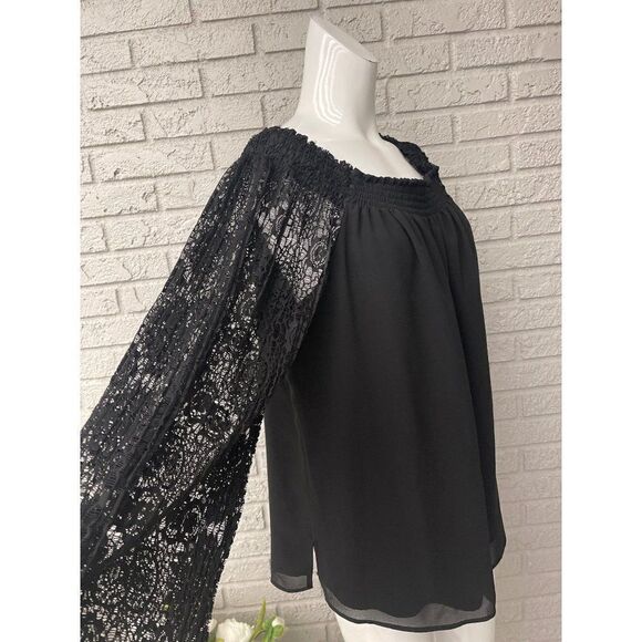Nanette Lepore Black On / Off Shoulder Blouse Size XL - Picture 3 of 8